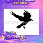 Free Black Flying Crow Free Spooky Halloween Bird Haunted Night Free SVG - Instant Download