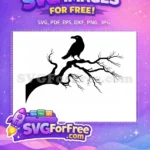 Free Majestic Crow Free Flying Silhouette Halloween Free SVG - Instant Download