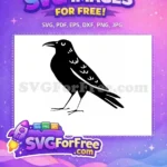 Free Black Flying Crow Free Spooky Silhouette Art Free SVG - Instant Download