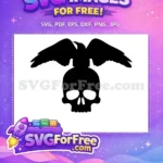 Free Black Crow Wings Free Gothic Skull Halloween Free SVG - Instant Download