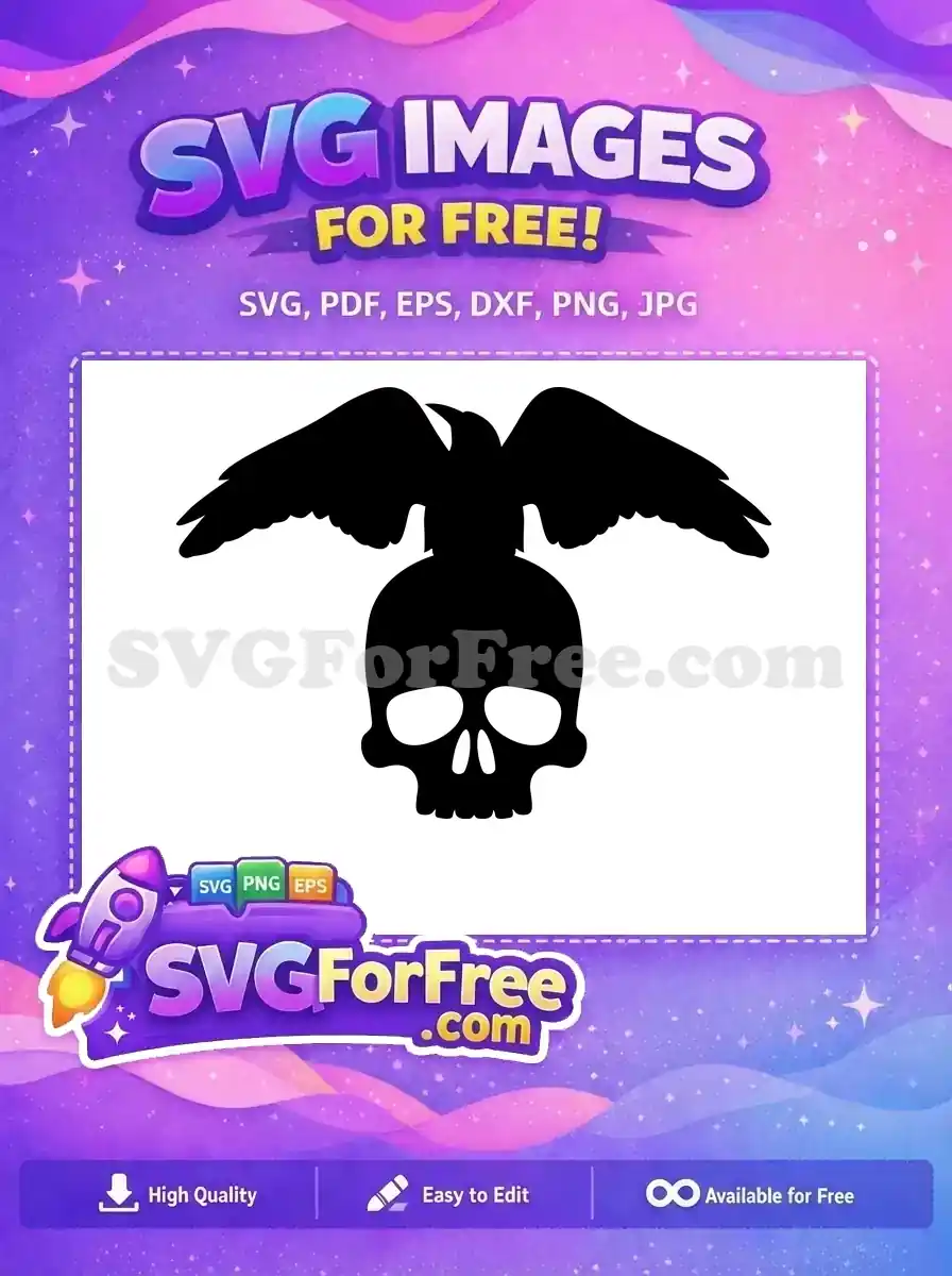 Free Black Crow Wings Free Gothic Skull Halloween Free SVG