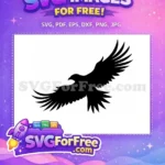 Free Elegant Flying Free Spooky Halloween Crow Silhouette Free SVG - Instant Download