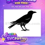Free Dark Crow Free Perched Bird Spooky Halloween Outline Free SVG - Instant Download