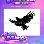 Free Spreading Wings Free Black Silhouette Mysterious Bird Free SVG - Instant Download