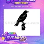 Free Black Perched Bird Free Watchful Elegant Crow Silhouette Free SVG - Instant Download