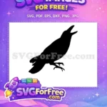 Free Cawing Black Bird Free Perched Dark Crow Silhouette Free SVG - Instant Download