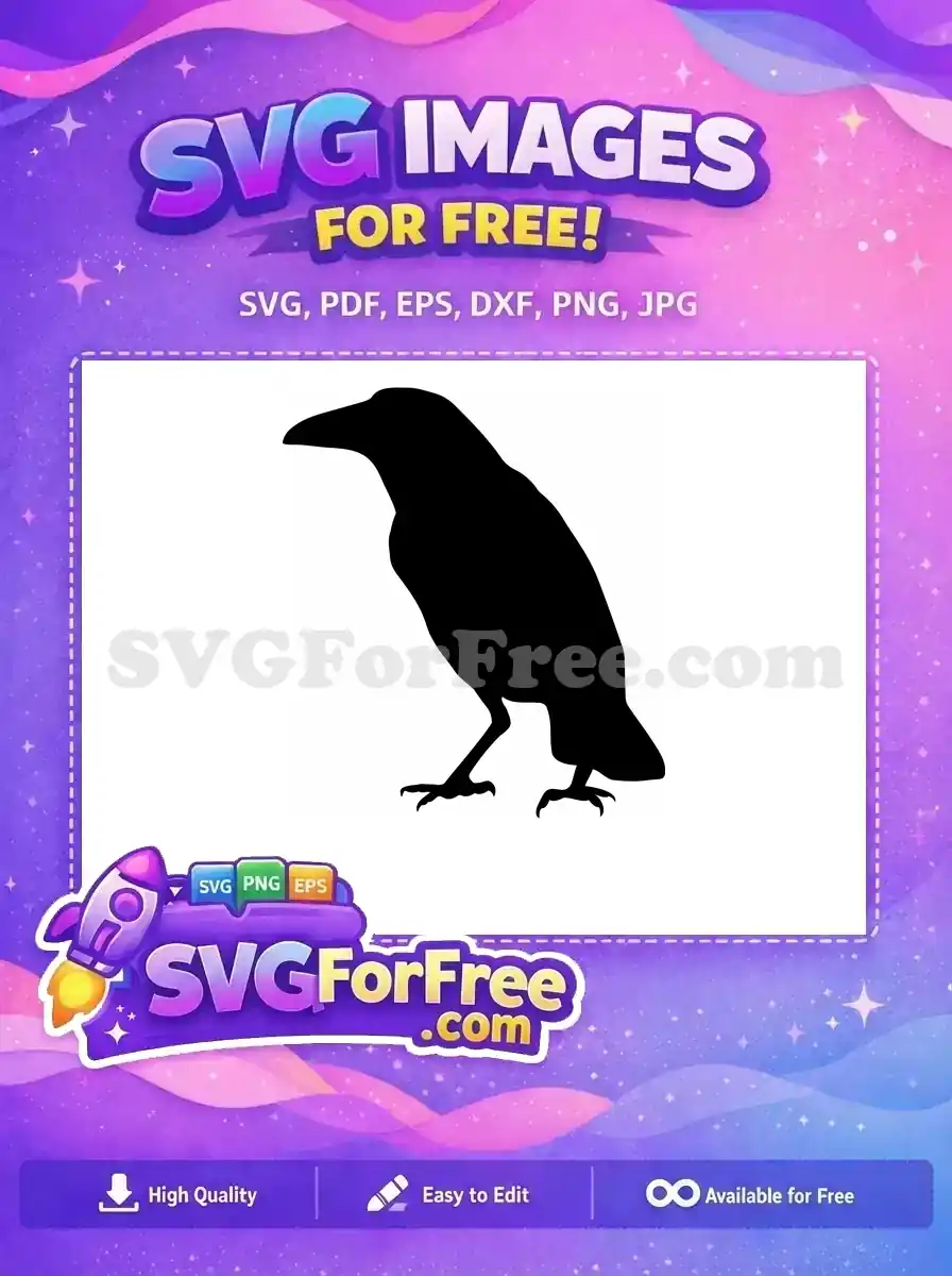 Free Dark Black Crow Silhouette Free Flying Design Halloween Theme Free SVG
