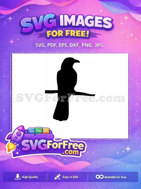 Free Flying Black Crow Free Elegant Feathered Bird Spooky Halloween Free SVG