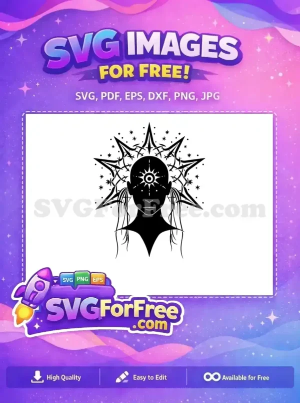 Free Mystic Crowned Free Third Eye Celestial Goddess Art Free SVG