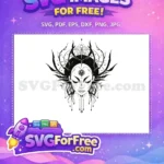 Free Mystical Crowned Woman Free Ornate Boho Goddess Free SVG - Instant Download