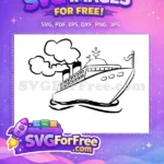 Free Smoking Chimney Free White Ship Cruise Ship Outline Free SVG - Instant Download