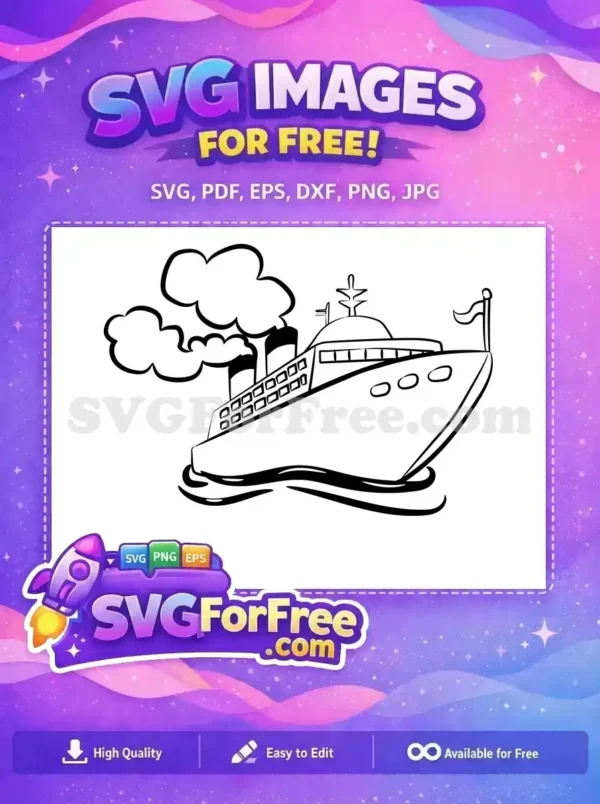 Free Smoking Chimney Free White Ship Cruise Ship Outline Free SVG