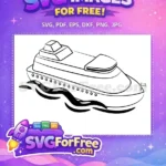 Free black outline Free multi-deck cruise ship ocean waves Free SVG - Instant Download