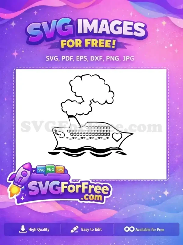 Free black outline heart Free detailed smoking chimney Cruise Ship Outline Free SVG