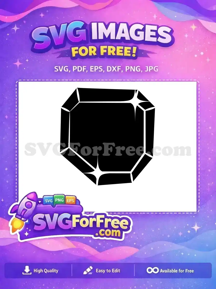 Free Black Octagon Gem Free Sparkling Crystal Silhouette Jewelry Element Free SVG
