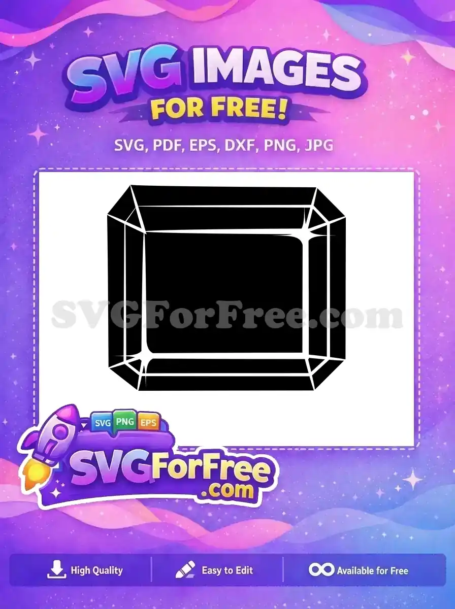 Free Geometric Black Outline Free Elegant Rectangular Crystal Silhouette Free SVG