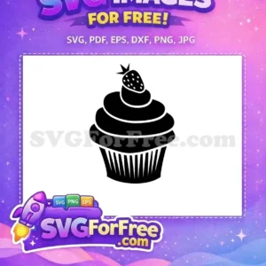 Free Black Swirled Cupcake Free Strawberry Dessert Sweet Treat Baking Free SVG