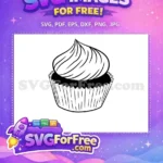 Free Swirled Frosting Free Fluted Liner Cupcake Silhouette Free SVG - Instant Download