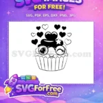 Free Cute Winking Cupcake Free Heart Star Silhouette Design Free SVG - Instant Download