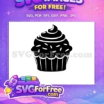 Free Black Cupcake Silhouette Free Sprinkles Swirl Frosting Dessert Free SVG - Instant Download