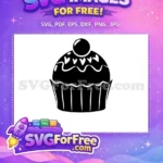 Free sweet frosted dessert Free cherry heart sprinkles Celebration Cupcake Free SVG - Instant Download
