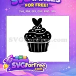 Free Black Cupcake Free Heart Sprinkles Valentine Free SVG - Instant Download