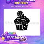 Free Black Strawberry Cupcake Free Sweet Dessert Bakery Treat Free SVG - Instant Download