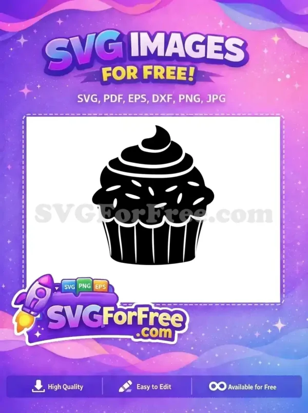 Free Swirl Frosting Free Sprinkles Delicious Dessert Free Cupcake Silhouette SVG