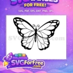 Free Intricate Wings Free Black Outline Cute Butterfly Free SVG - Instant Download