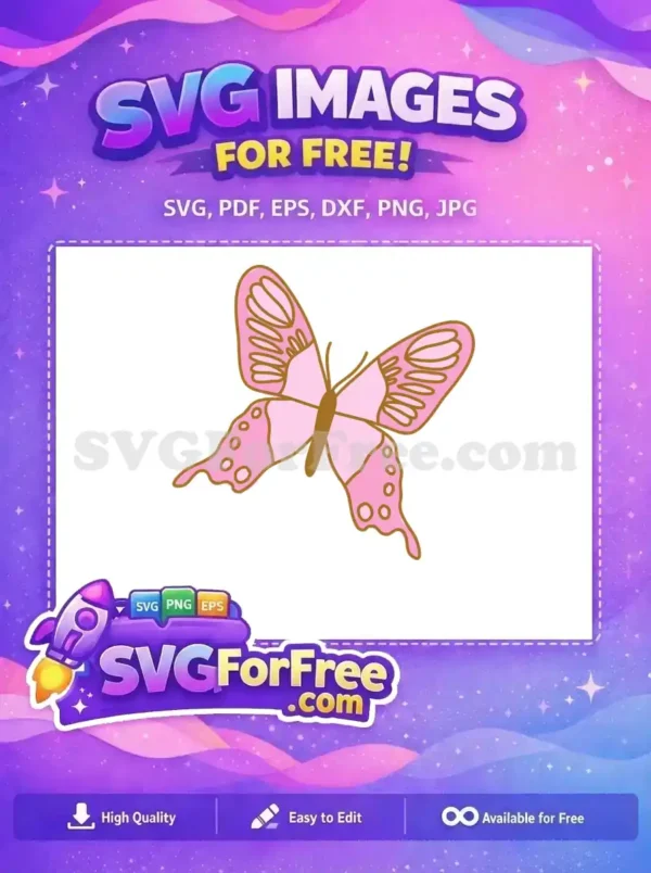 Free Pink Brown Free Cute Winged Butterfly Design Free SVG