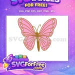 Free Pretty Pink Wings Free Cute Detailed Antennae Butterfly Design Free SVG - Instant Download