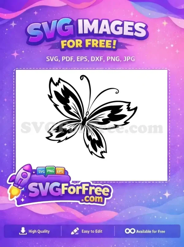 Free Elegant Monochrome Free Intricate Butterfly Art Free SVG