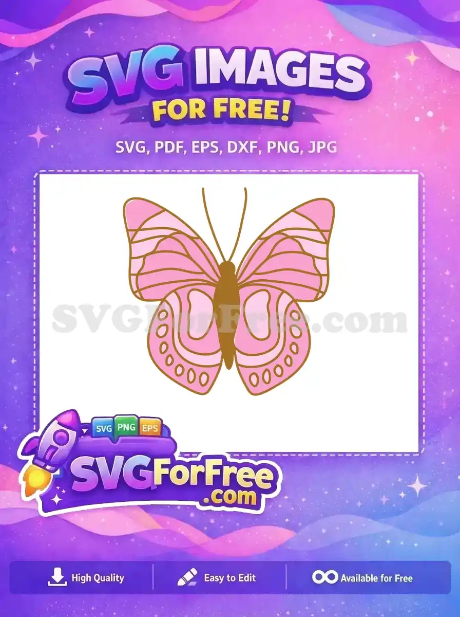 Free Cute Pink Butterfly Free Brown Outlined Patterns Nature Theme Free SVG