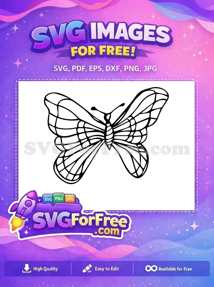 Free Intricate Black Outline Free Elegant Insect Design Cute Butterflies Free SVG
