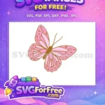 Free Vibrant Pink Butterfly Free Delicate Wing Patterns Cute Butterflies Free SVG - Instant Download