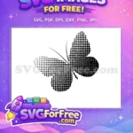 Free Dotted Black Wing Free Elegant Monochrome Cute Butterfly Free SVG - Instant Download