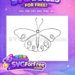 Free Cute Line Butterfly Free Simple Outline Nature Art Free SVG - Instant Download
