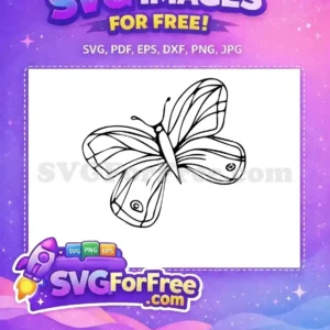 Free Black Outline Free Detailed Wings Cute Butterfly Art Free SVG