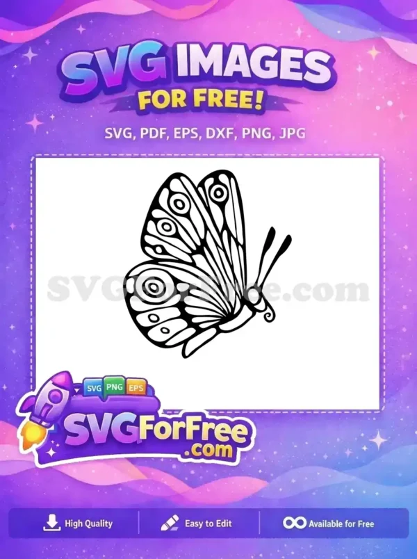 Free Detailed Wings Free Black Outline Cute Butterfly Free SVG