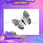Free Stylized Black White Free Delicate Wing Patterns Cute Butterfly Art Free SVG - Instant Download