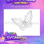 Free Detailed Wings Free Butterfly Line Drawing Cute Free SVG - Instant Download