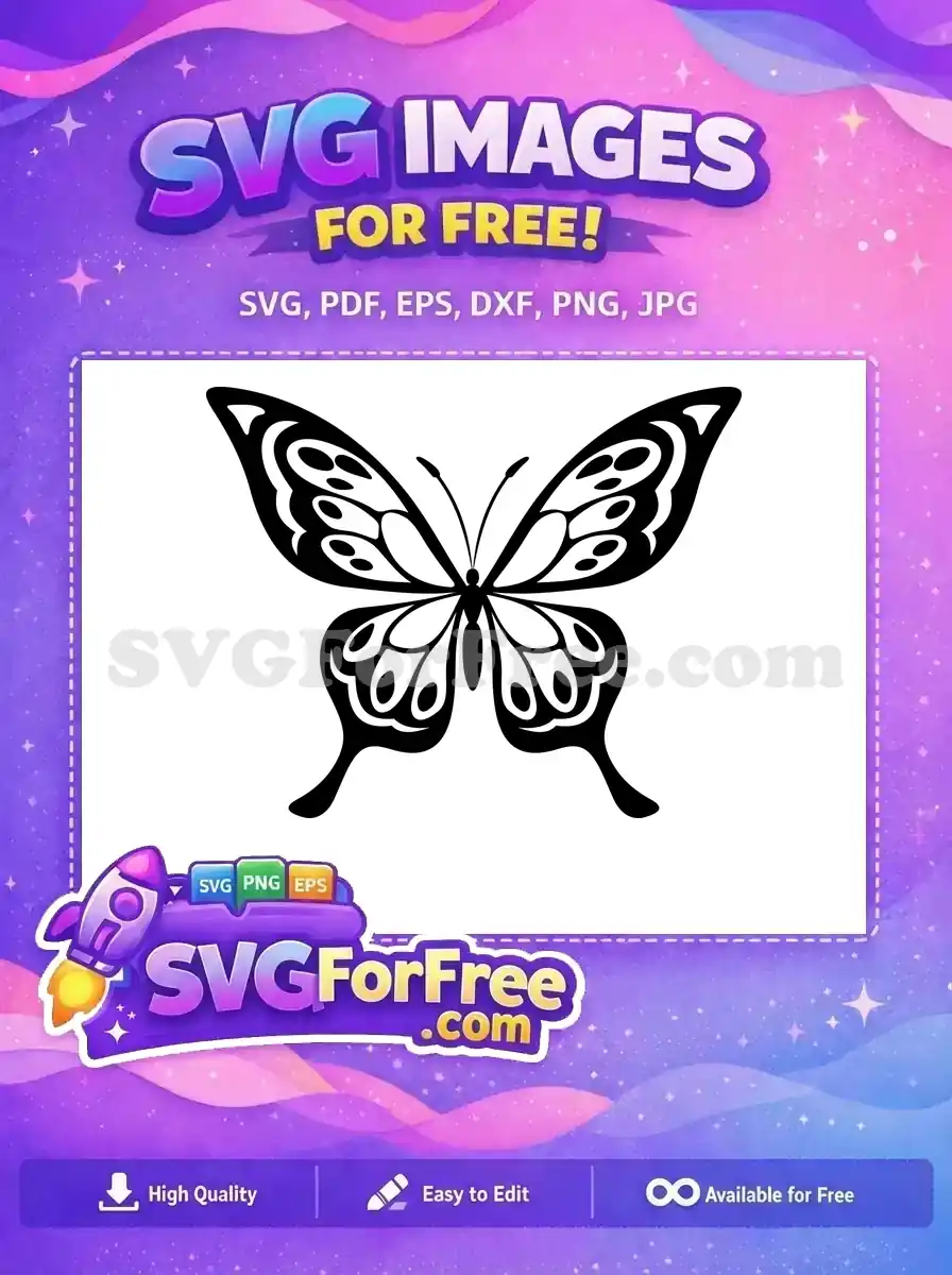 Free Black Detailed Wings Free Cute Butterflies Design Free SVG