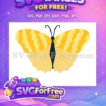 Free Vibrant Yellow Wavy Wings Free Adorable Flying Butterfly Cute Butterflies Free SVG - Instant Download