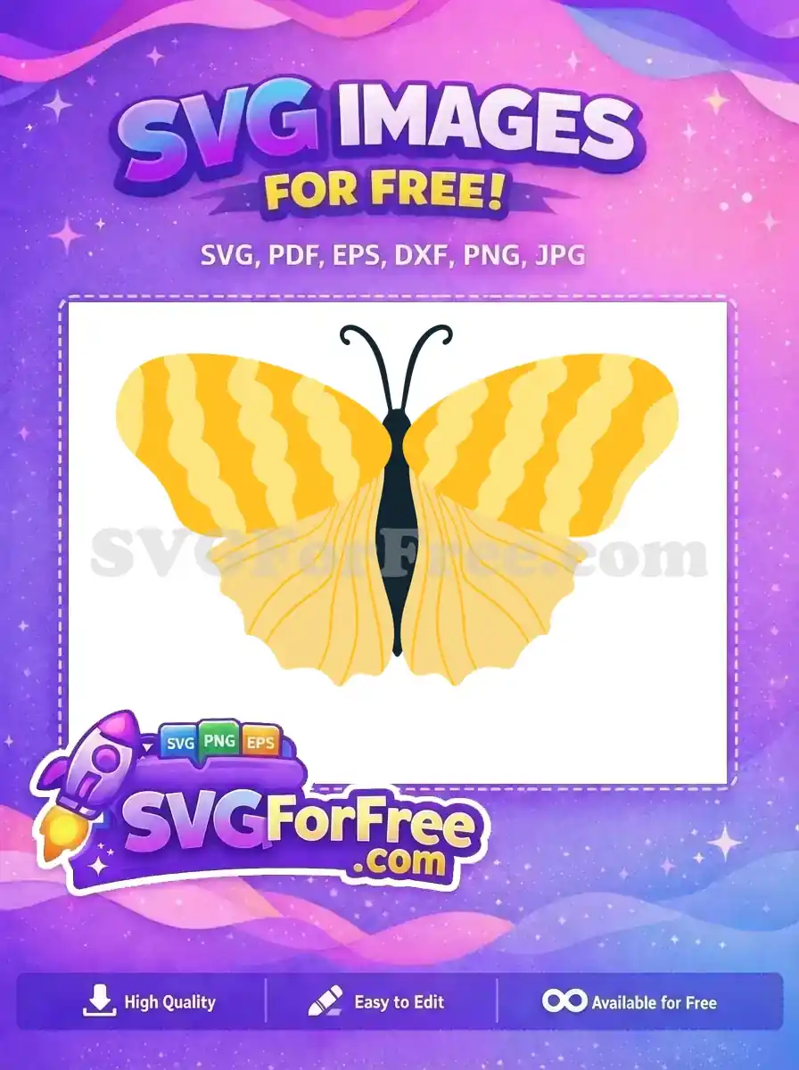 Free Vibrant Yellow Wavy Wings Free Adorable Flying Butterfly Cute Butterflies Free SVG