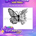 Free Ornate Floral Design Free Detailed Butterfly Wing Cute Butterflies Free SVG - Instant Download