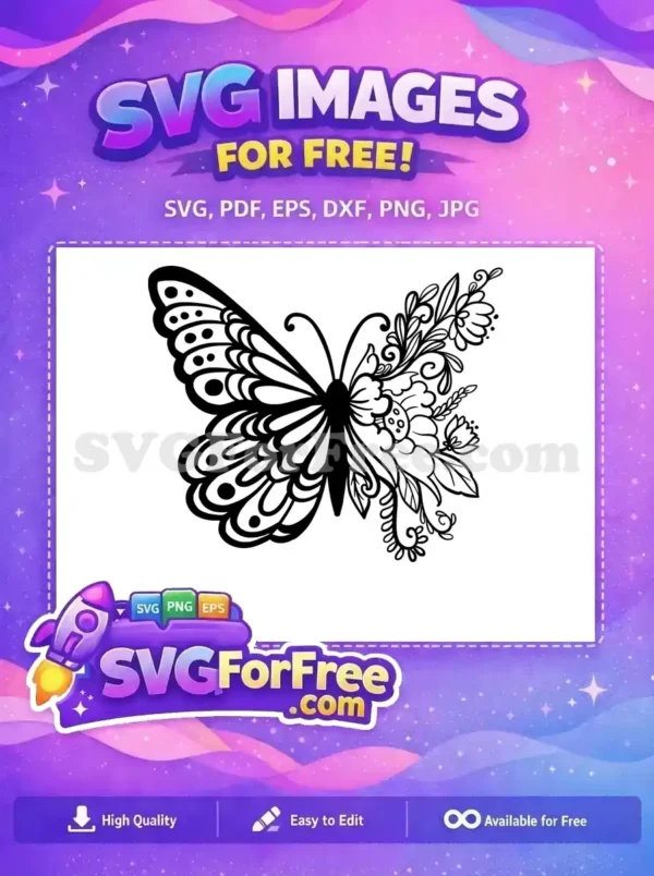 Free Ornate Floral Design Free Detailed Butterfly Wing Cute Butterflies Free SVG