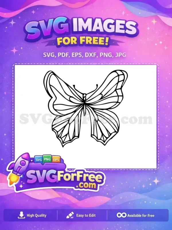 Free Black Outline Butterfly Free Cute Detailed Wings Cute Butterflies Free SVG