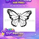 Free Black Outline Butterfly Free Intricate Wing Detail Cute Nature Decor Free SVG - Instant Download