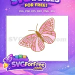 Free Pretty Pink Butterfly Free Shaded Wings Pattern Cute Butterflies Free SVG - Instant Download
