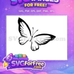 Free Black Outline Free Detailed Wings Butterflies Free SVG - Instant Download